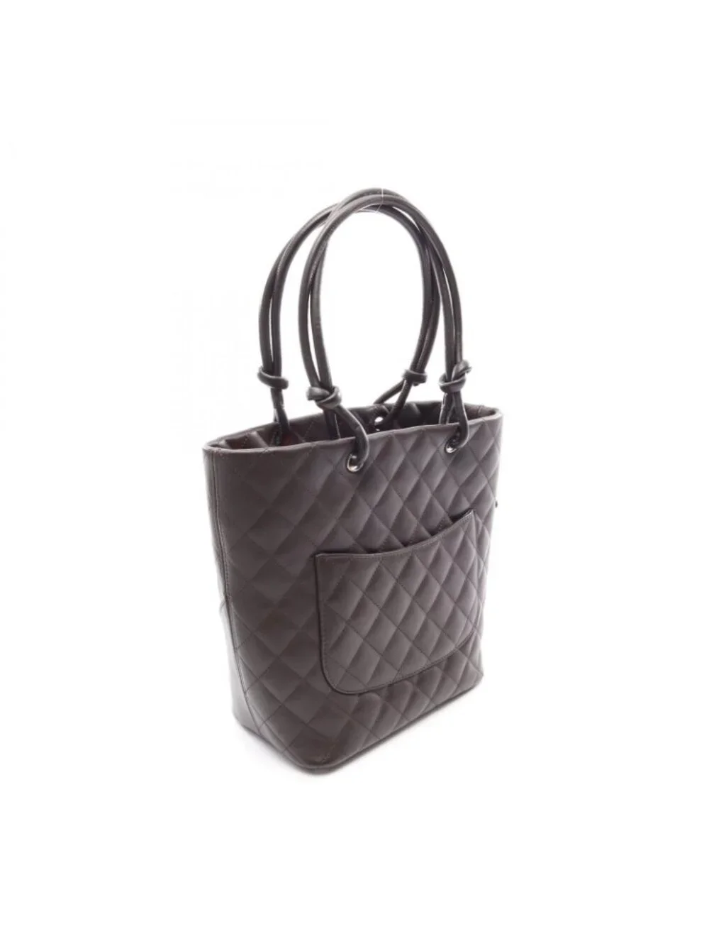 Chanel Tote Bag Cambon Line Medium Dark Brown Leather Patent